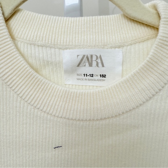 Zara Cream Ribbed Knit Sweater kids size 11-12 - Picture 2 of 3